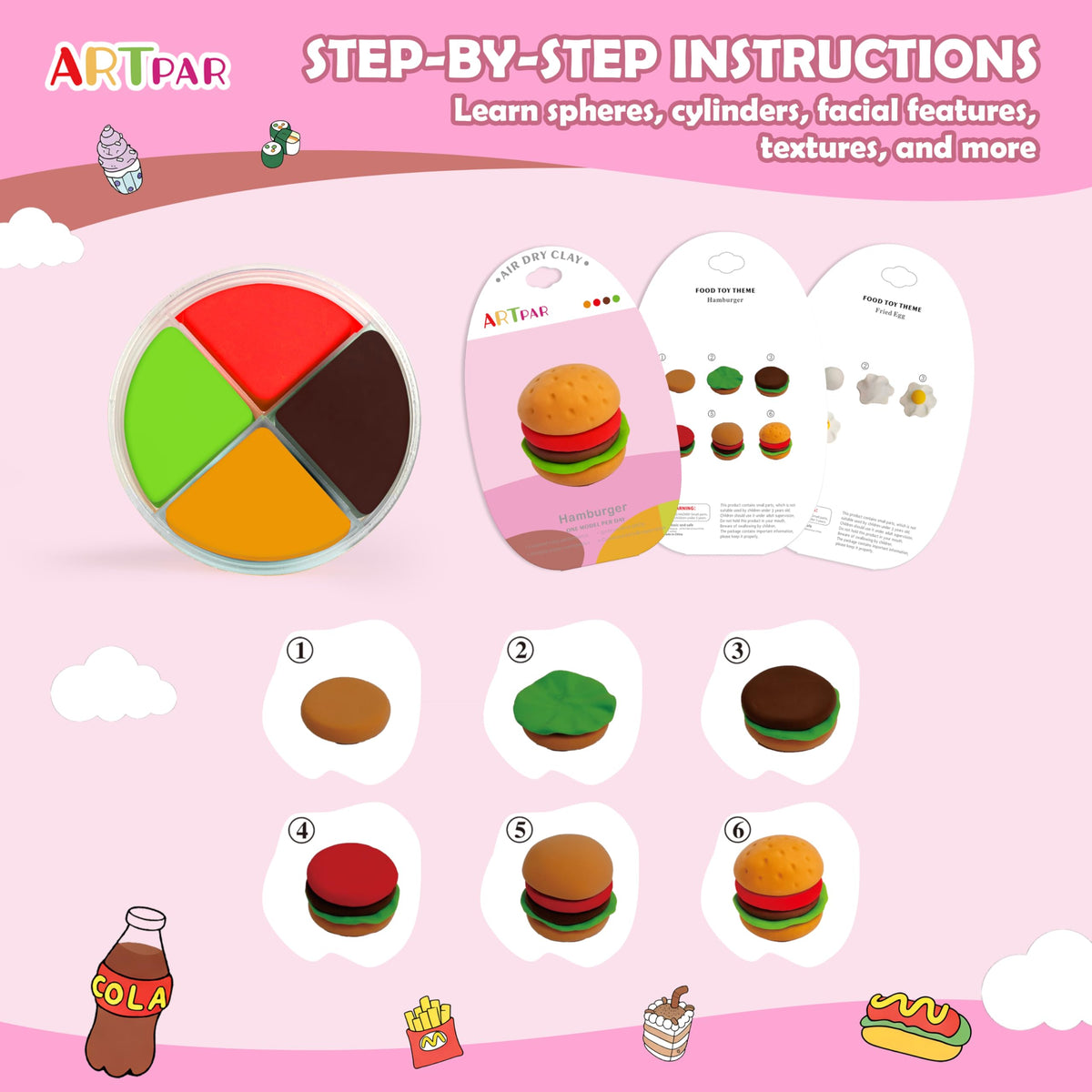 ARTPAR Air Dry Clay french-fries design—bright hues and quick set for projects.