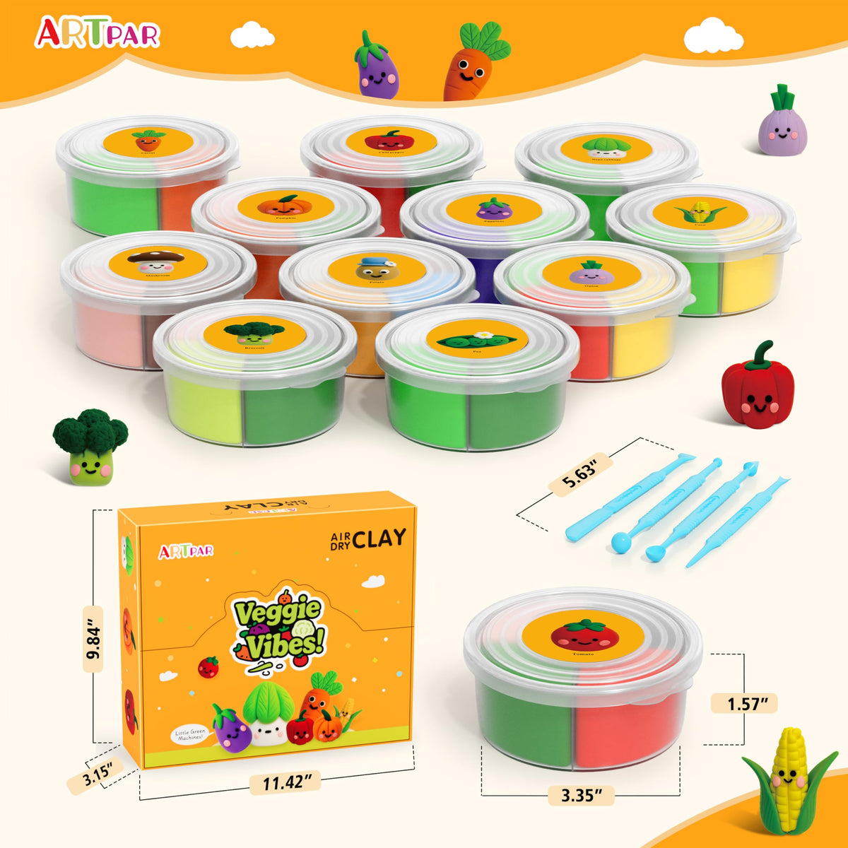 ARTPAR air dry clay kit colors and tools enabling vibrant, mess-controlled crafting sessions