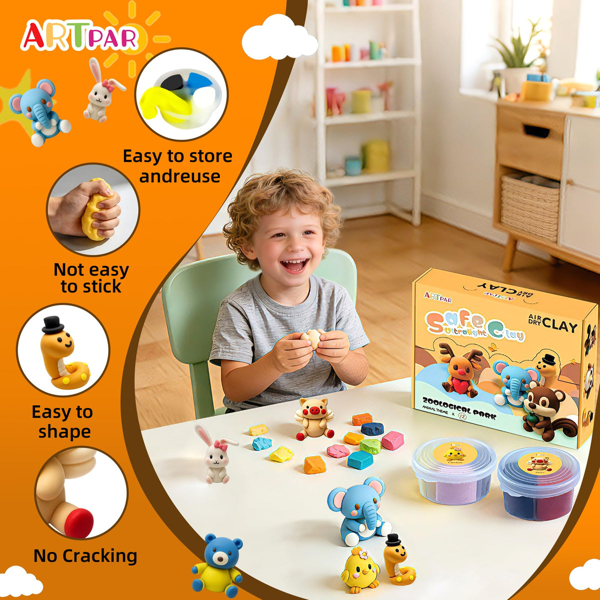 Extra clay allows original creature designs beyond the 12 animals.