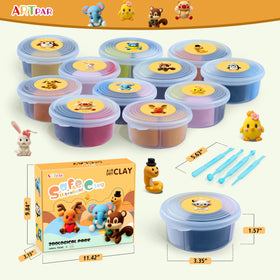 ARTPAR clay kit's vibrant colors inspire colorful animal sculptures.