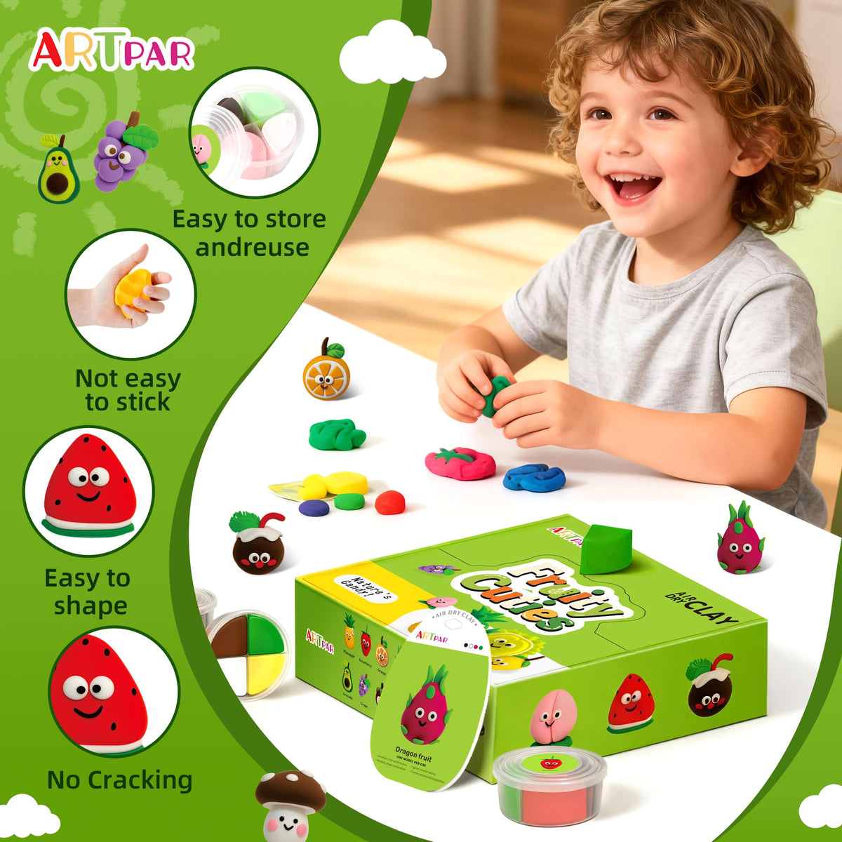 ARTPAR four vibrant clay colors offer bold palettes for playful fruit models