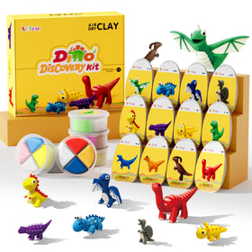 ARTPAR Dinosaur air dry clay kit overview with colorful cans for creative play