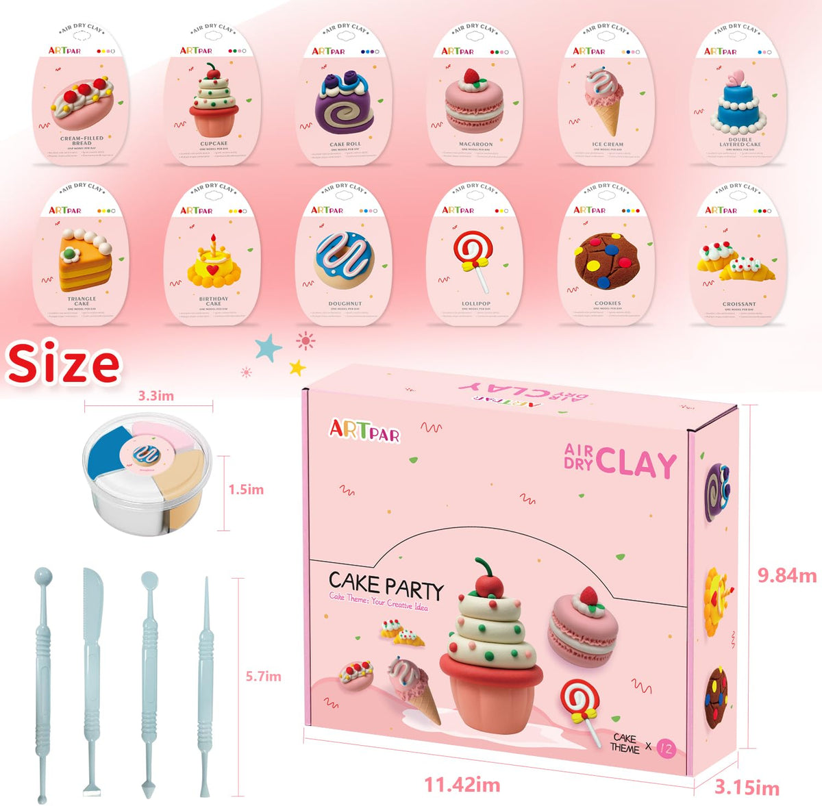 ARTPAR modeling tools set with vibrant colors for detailed dessert designs.