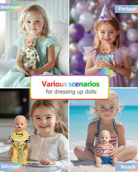 ARTST 8-piece bear onesie adds cute style and quick fitting for 14-16 inch dolls