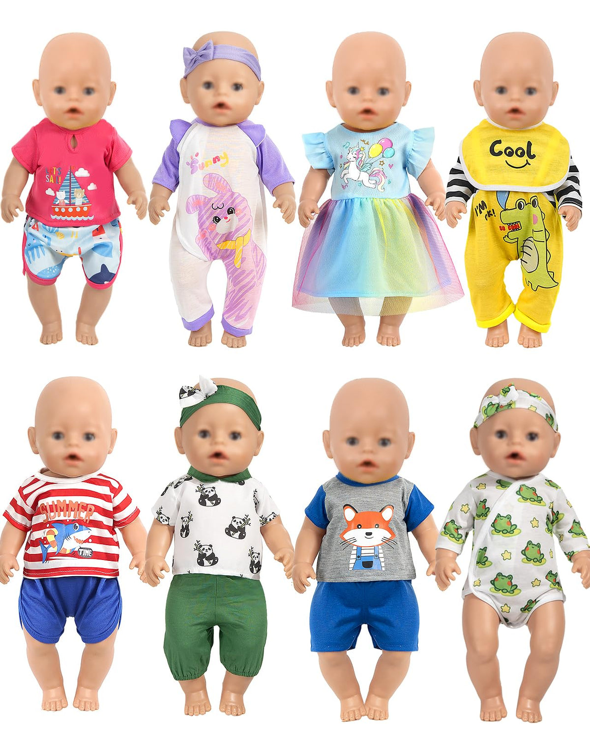 ARTST 8-piece dinosaur pajama set promotes imaginative play on 14-16 inch dolls