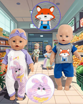 ARTST 8-piece fox dress provides vibrant color and easy pop-on style for 14-16 inch dolls