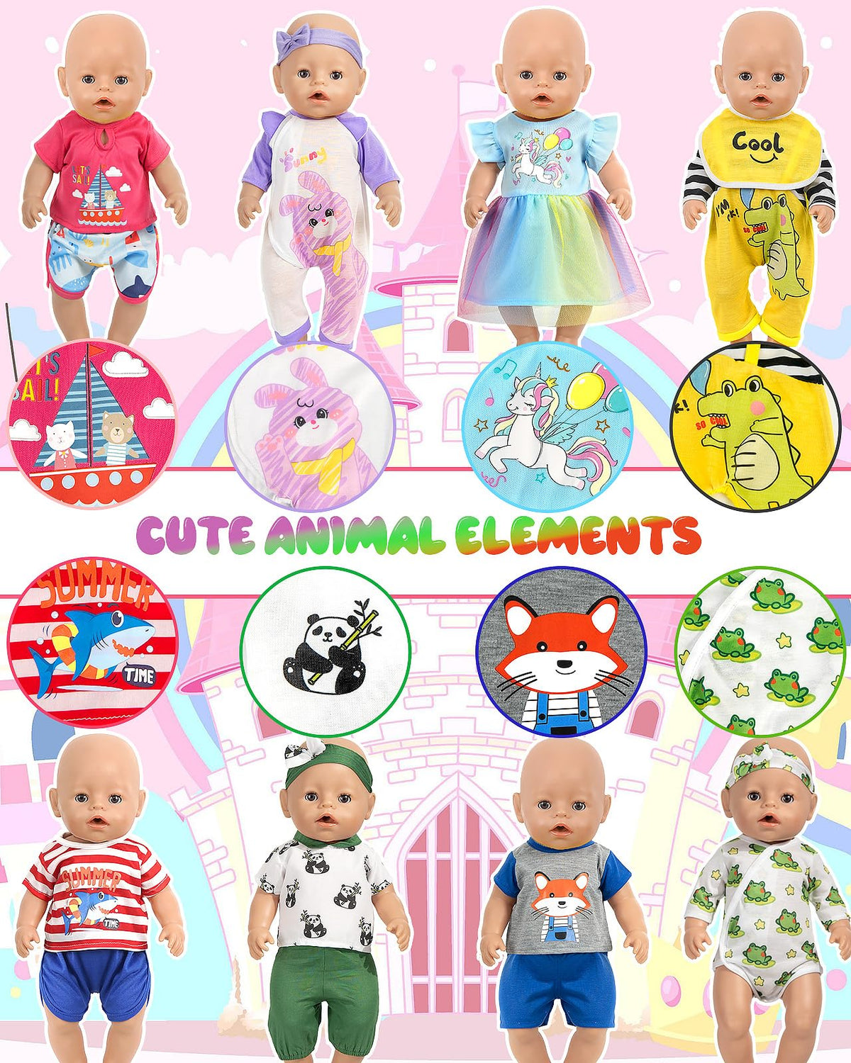 ARTST 8-piece panda outfit sparks fun dressing themes for 14-16 inch dolls