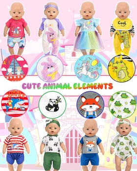 ARTST 8-piece panda outfit sparks fun dressing themes for 14-16 inch dolls