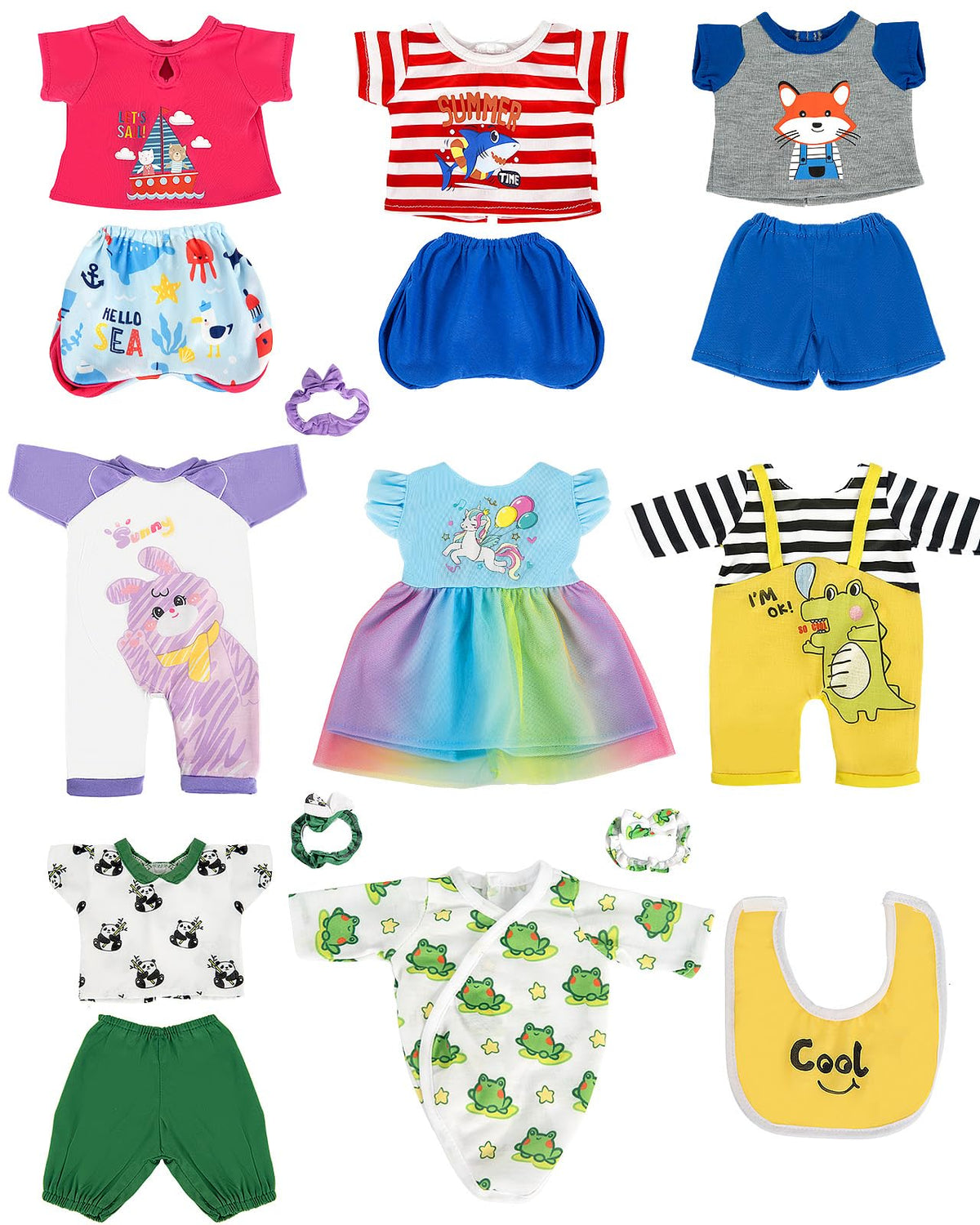 ARTST 8-piece unicorn dress enhances storytelling and dressing for 14-16 inch dolls