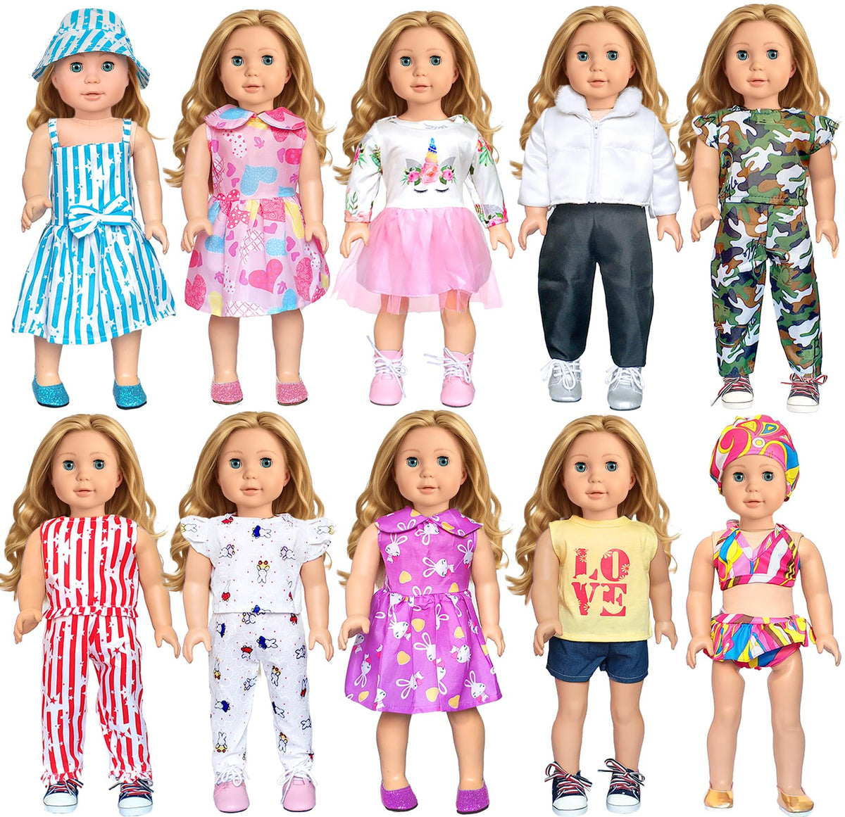 ARTST camouflage set for 18-inch dolls enhances imaginative play