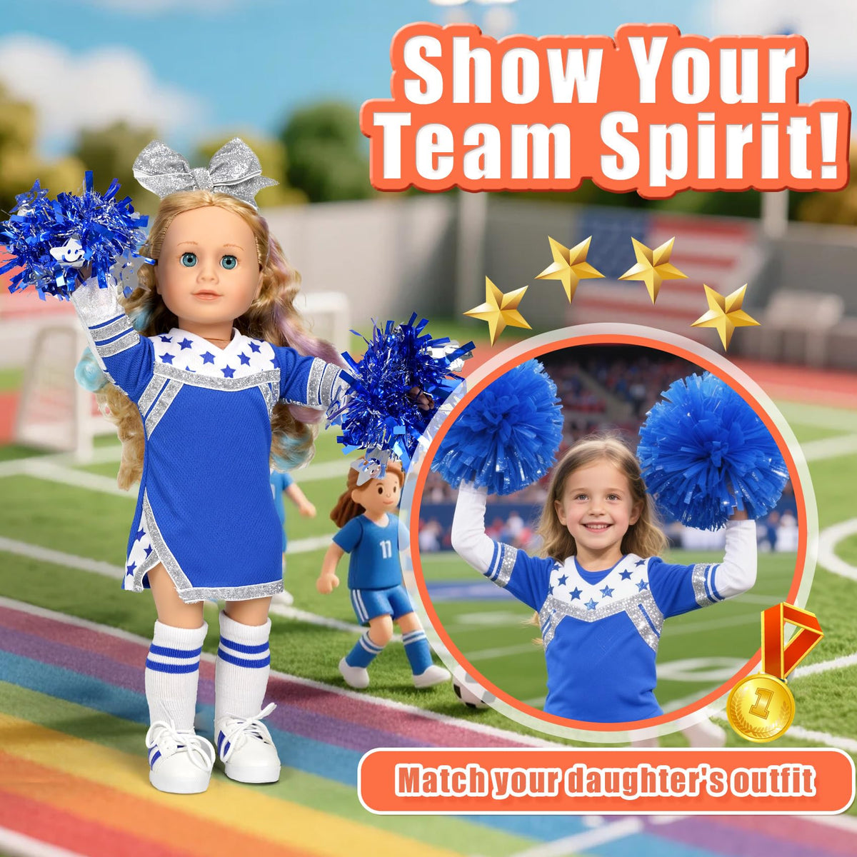 ARTST cheer sneakers designed for easy wear on 18-inch dolls