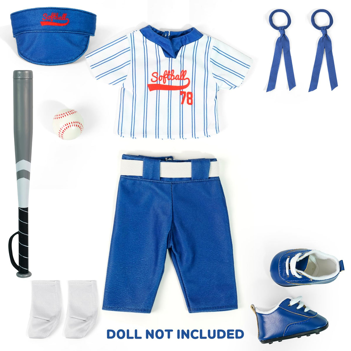 ARTST softball uniform doll outfit baseball bat complements storytelling and photos.