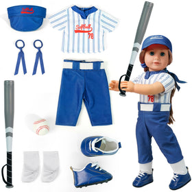 ARTST softball uniform doll outfit hat enhances baseball styling for imaginative play.