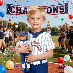 ARTST softball uniform doll outfit ready-to-pose set for photography sessions.