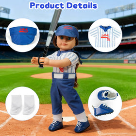 ARTST softball uniform doll outfit shoes and socks complete the on-field look.