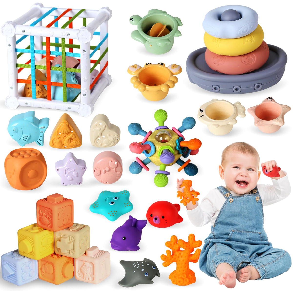 Aruemp bath-time toys invite water play with easy-to-grip textures