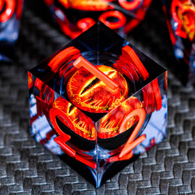 ARUOHHA flaming edge dice delivering dramatic rolls and tactile feedback.