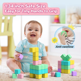 Asago magnetic blocks in vibrant colors designed for durable, repeated stacking play.