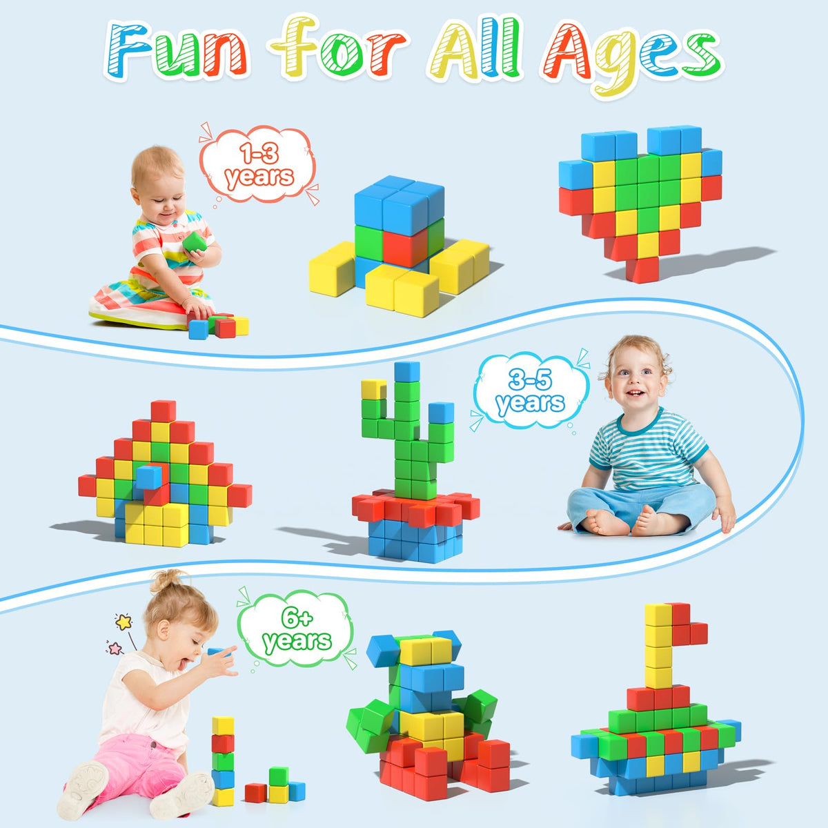Asago magnetic blocks included idea booklet guiding creative builds.