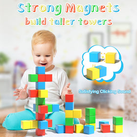 Asago magnetic blocks tactile-sensory play with smooth edges for small hands.