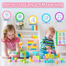 Asago magnetic blocks supporting early STEM play and creative building.