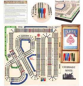 Asaint Cribbage Wars board top view showcases durable wood and elegant design for family game nights.