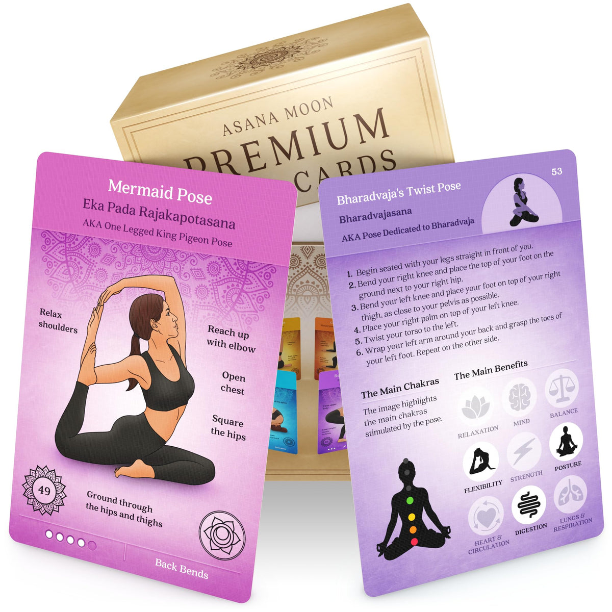Asana Moon premium yoga cards close-up highlighting durable linen texture for at-home practice