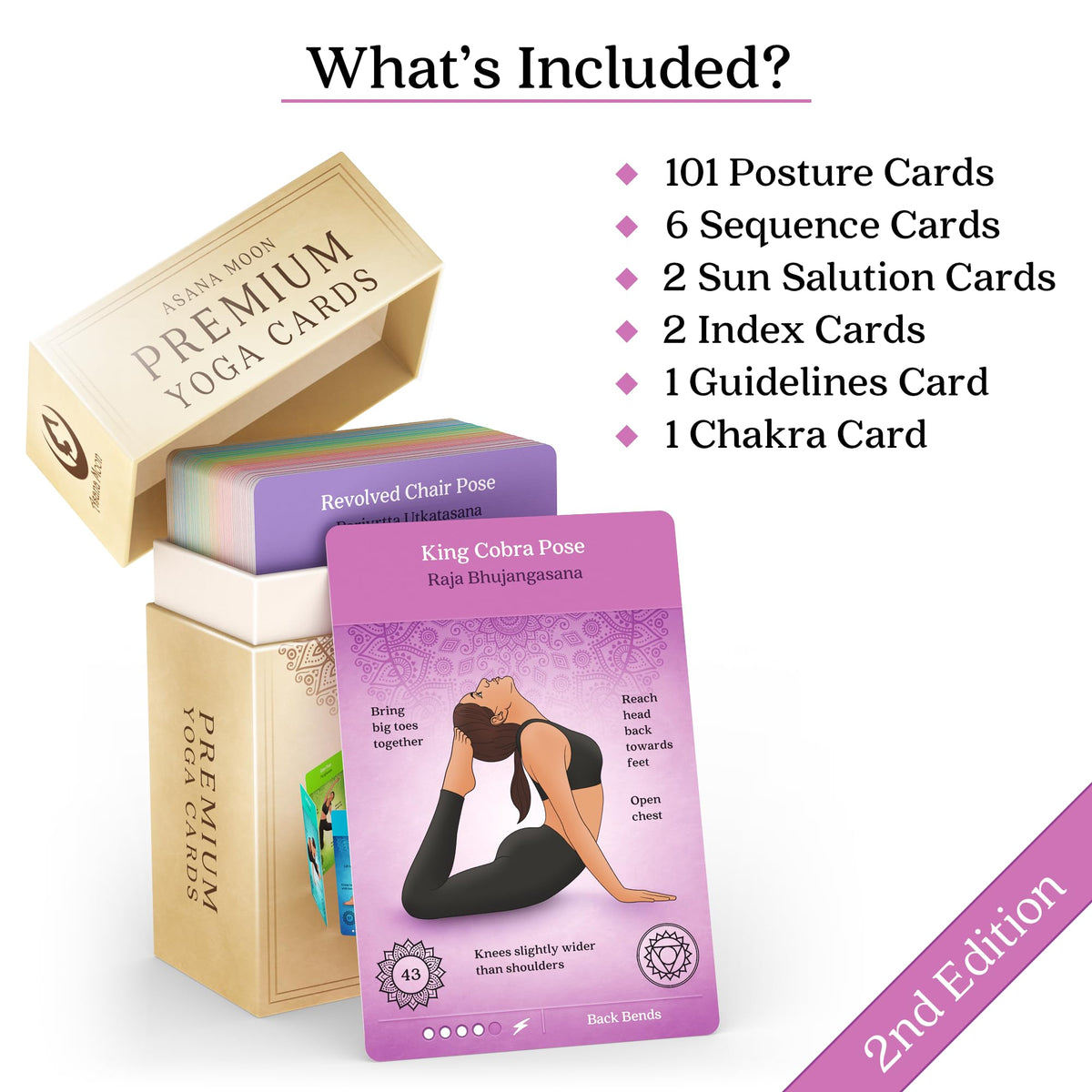 Asana Moon cards present Sanskrit and English pose names for mindful learning