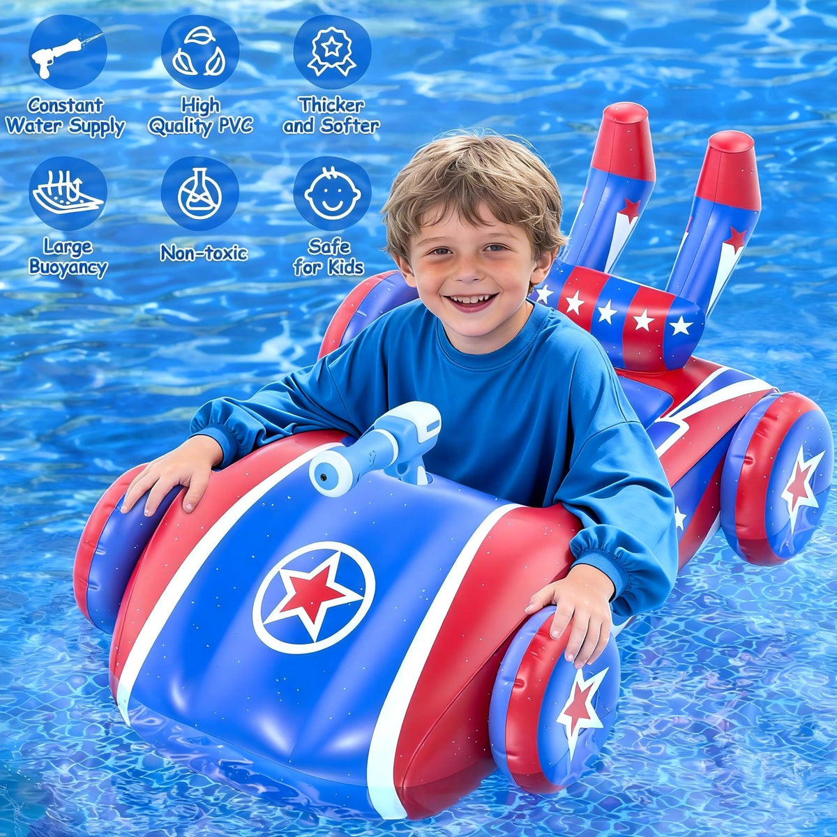 ASDGZD pool float side view with water gun for summer fun