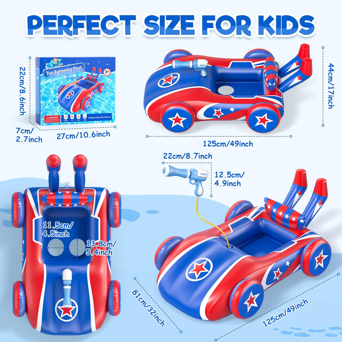 ASDGZD summer pool activities with car themed float