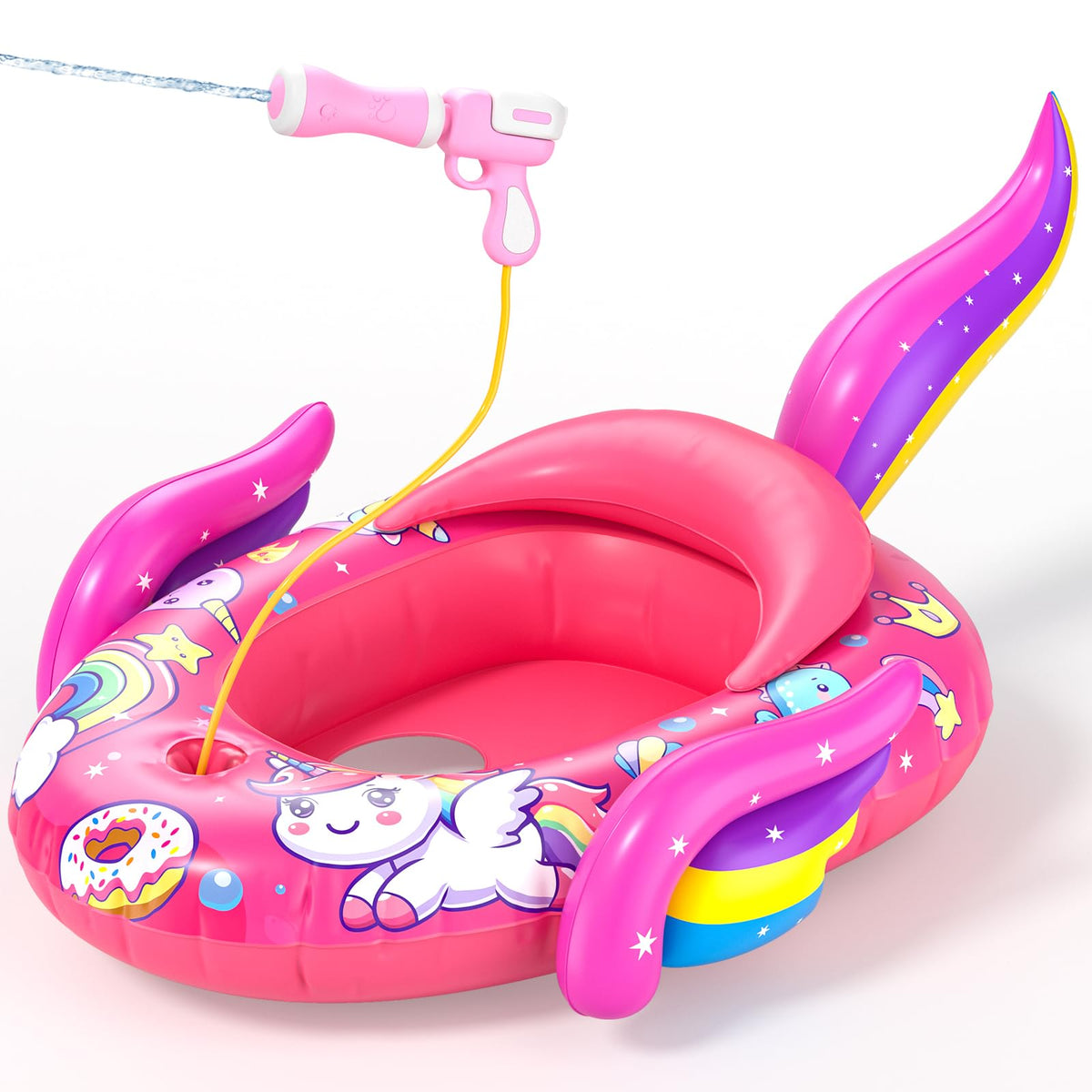 ASDGZD unicorn kid pool float with water gun for splash-filled play.
