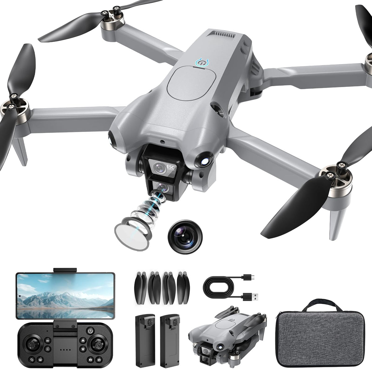 ASFSFQ PRO Drone 4K camera captures crisp aerial shots with gesture control