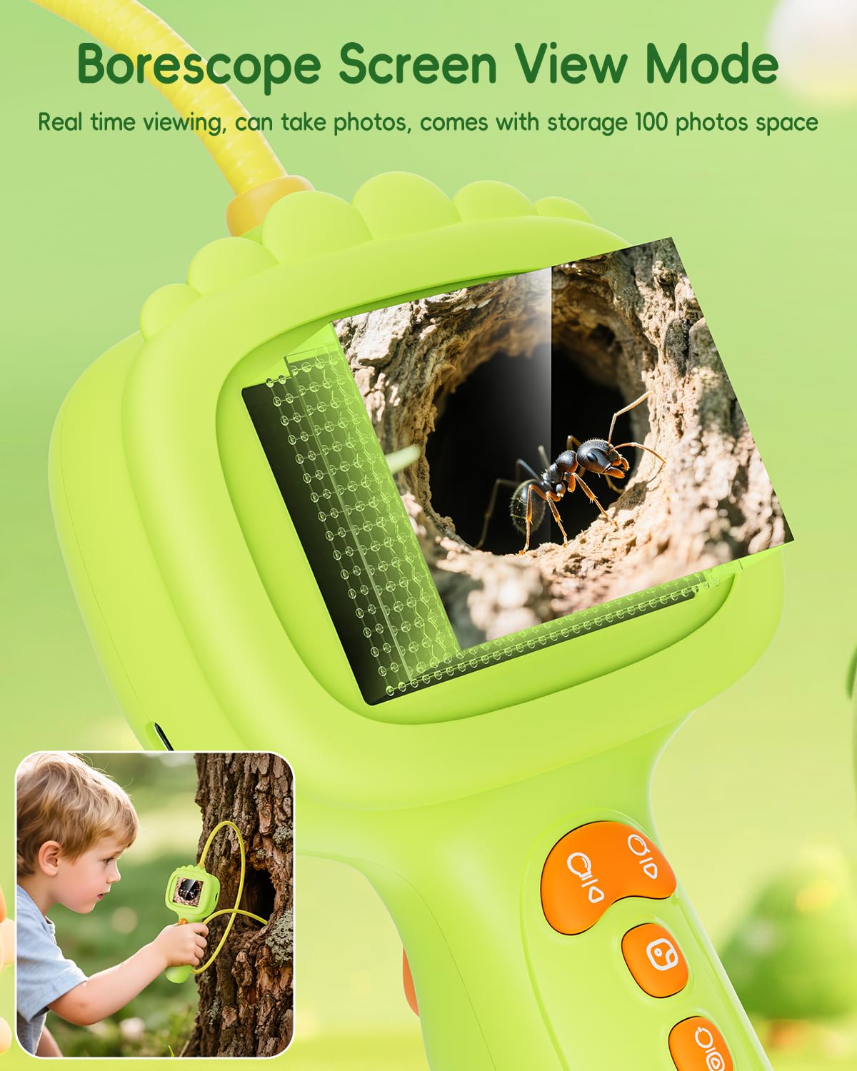 Ashfly borescope TF card not included supports optional recording.