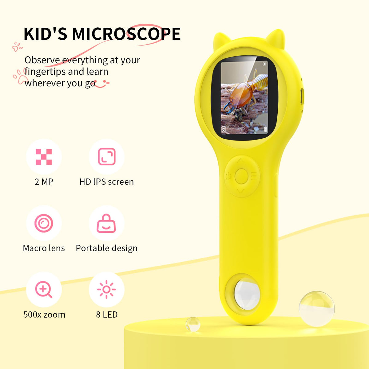 Compact handheld size supports hands-on learning anywhere.