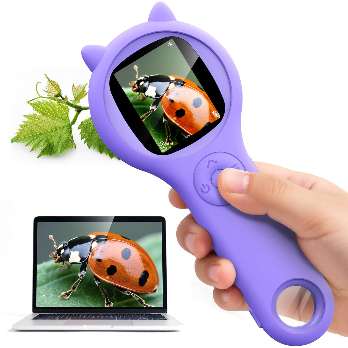 Ashfly Kids Microscope with 2-inch screen for vivid live viewing during science exploration