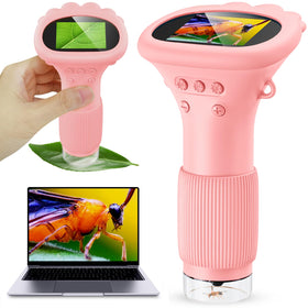 Ashfly kids microscope pink handheld for on-the-go observation.