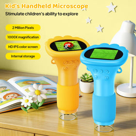 Ashfly Kids Microscope with detachable screen and lanyard is easy to carry.