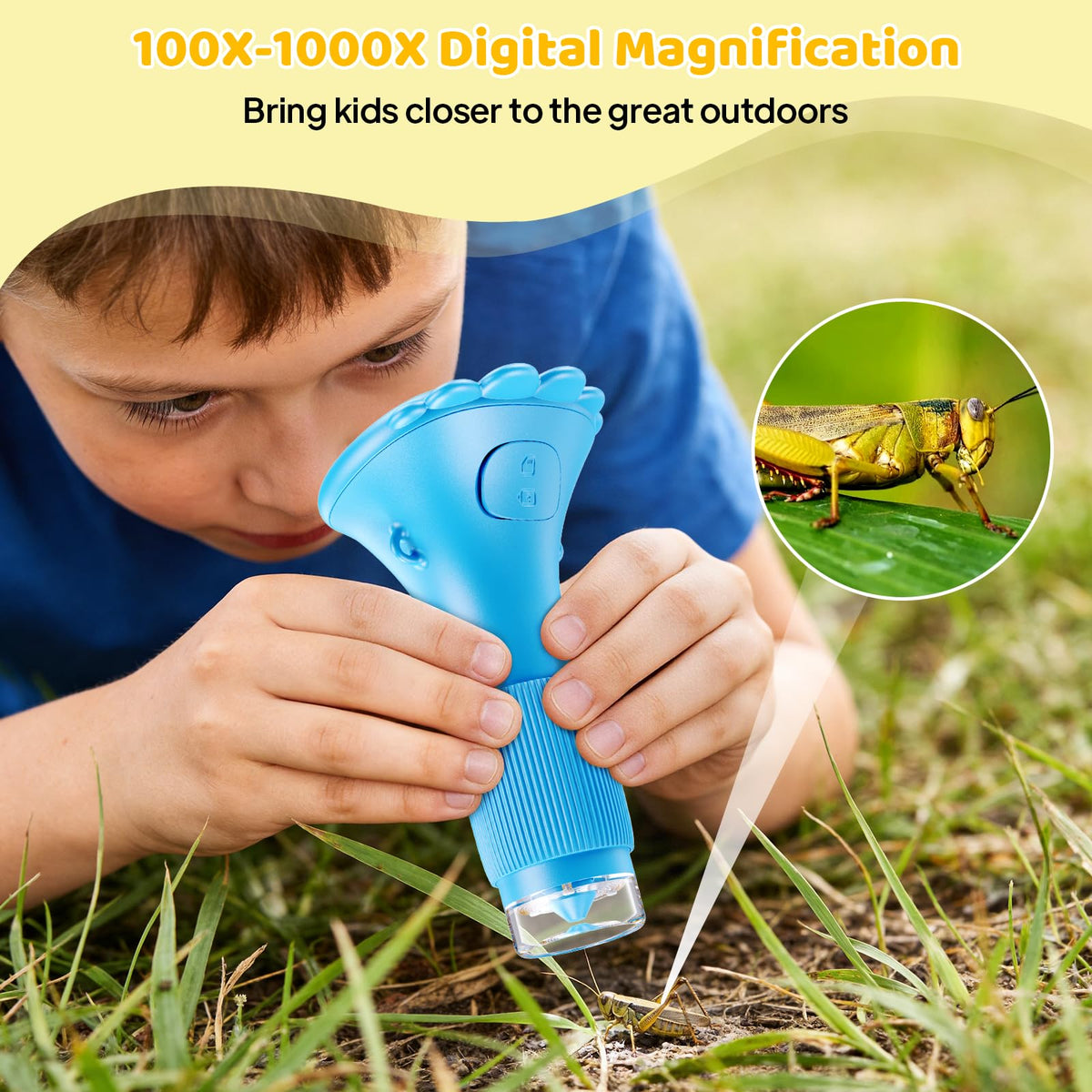 Ashfly Kids Microscope stores 400 photos, making discoveries easy to save.