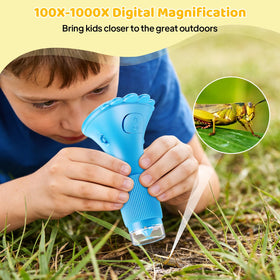 Ashfly Kids Microscope stores 400 photos, making discoveries easy to save.