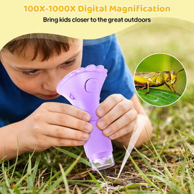 Ashfly Microscope with adjustable LED brightness levels for vivid images in dim settings.