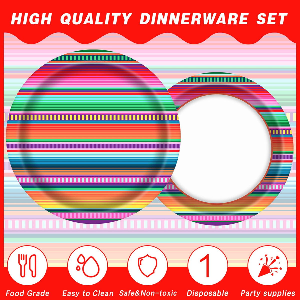 ASLERMURE serape fiesta cups for easy, safe drinks at Mexican-themed celebrations.