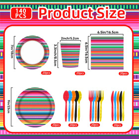 ASLERMURE serape fiesta plates 7-inch ideal for nachos and side servings.