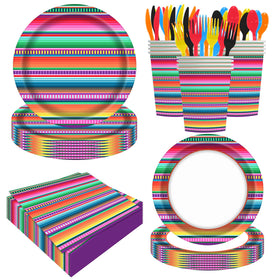 ASLERMURE serape fiesta plates 9-inch for sturdy taco serving at parties.