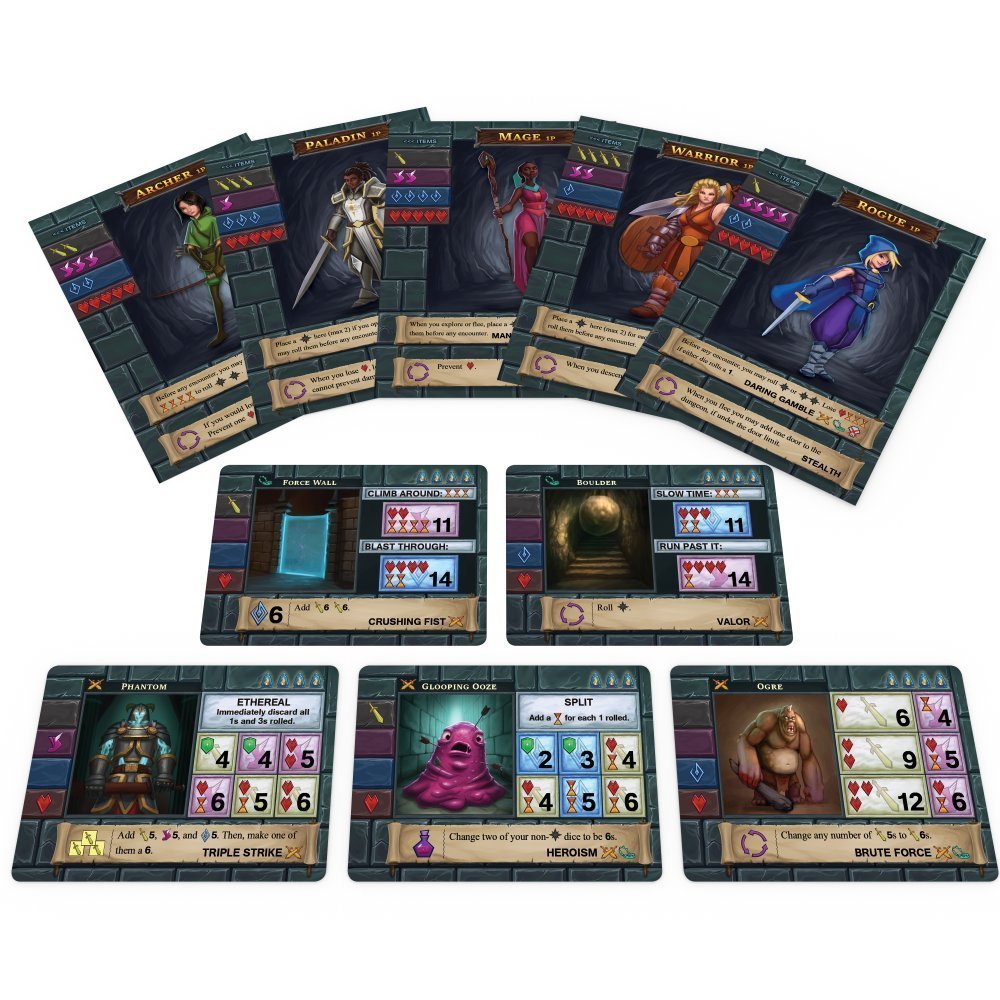 Asmadi Games One Deck Dungeon cards laid out for a fast cooperative run.