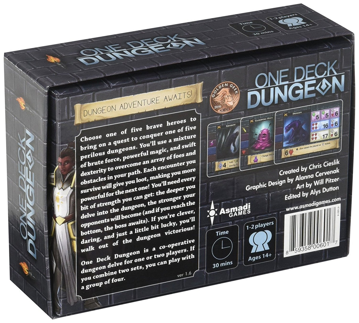 Asmadi Games One Deck Dungeon dice in play for a tense dungeon crawl.