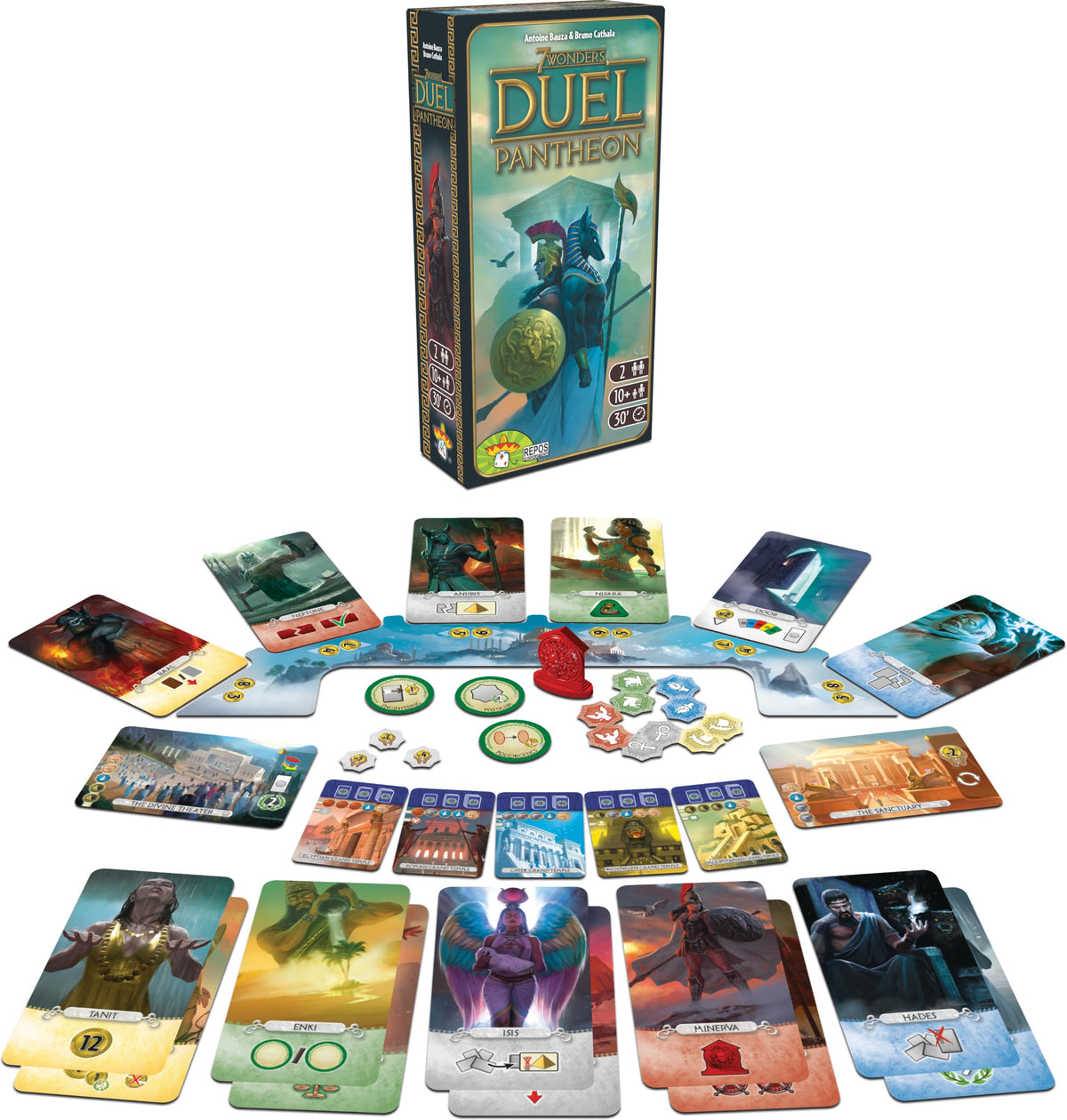 Asmodee 7 Wonders Duel Pantheon grand temple cards boost endgame scoring options