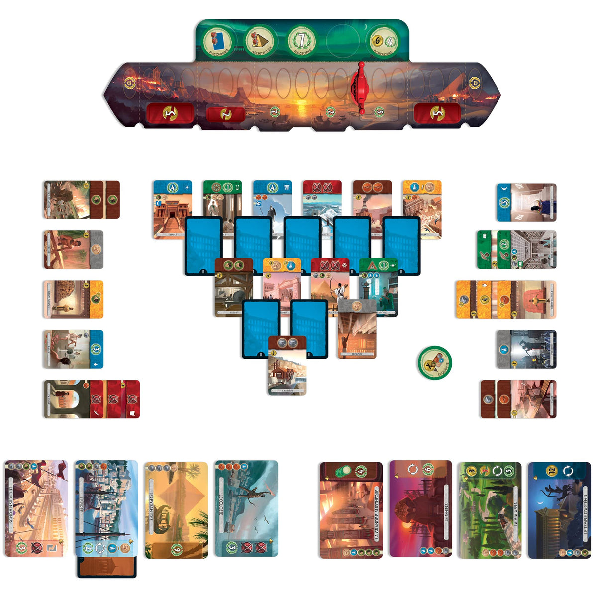 Asmodee 7 Wonders Duel two-player battle in action with a compact head-to-head layout.