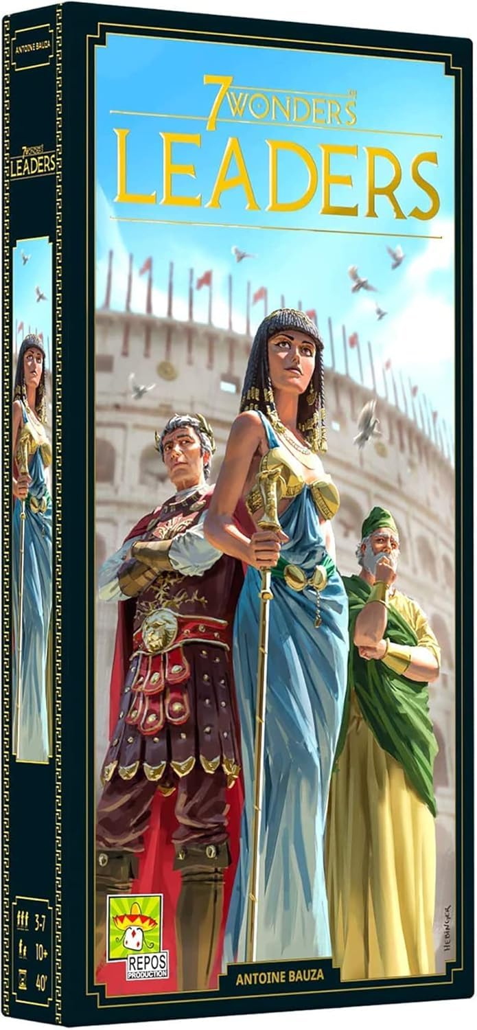 Asmodee 7 Wonders Leaders expansion box with premium presentation for immersive setup.