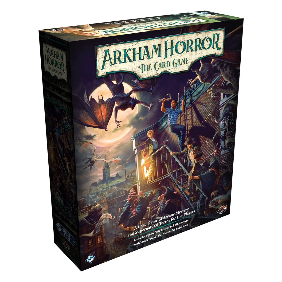 Asmodee Arkham Horror Chapter Two Core Set cover; investigators gearing up for cooperative mystery.