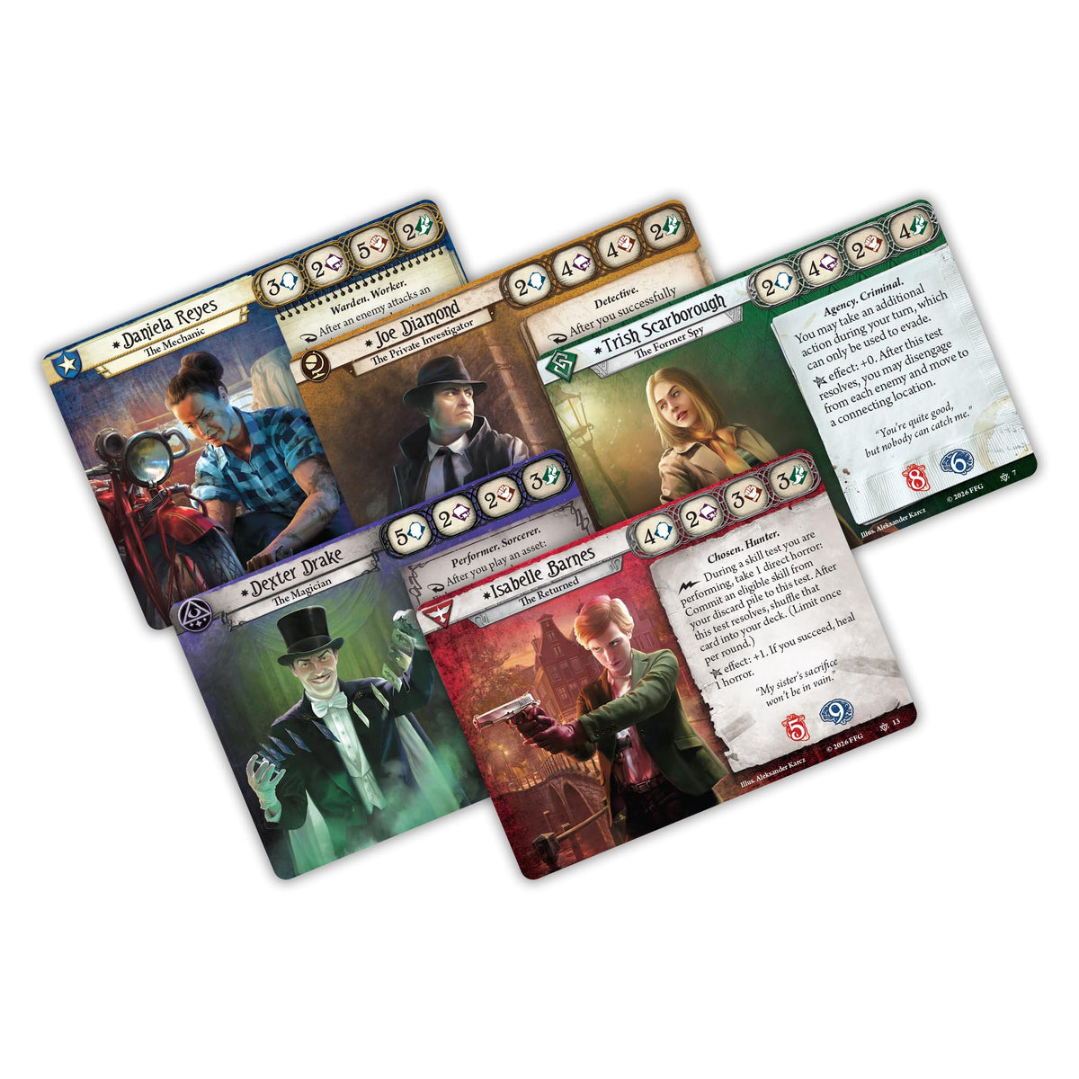 Asmodee Arkham Horror Chapter Two Core Set scenarios showcased in game layout.